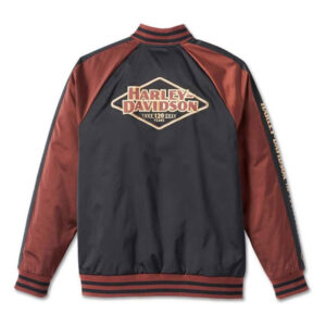 Harley Davidson Black And Red Varsity Bomber Jacket - Image 2