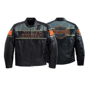 Harley Davidson Black Leather Motorcycle Racing Jacket - Image 1