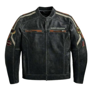 New Harley Davidson Black Leather Motorcycle Racing Jacket - Image 1