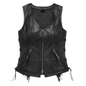 Handmade Calfskin Black Leather Retro Vest - Image 1