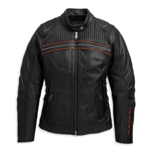 Triple Vent Black Leather Motorbike Jacket - Image 1