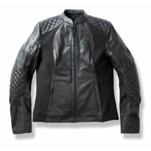 Quilted Diamond Black Leather Motorcycle Riding Jacket - Image 1