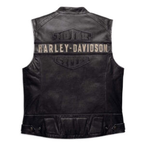 Harley Davidson Cowhide Black Leather Vest - Image 2