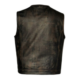 Handmade Calfskin Leather Motorcycle Retro Vest - Image 3