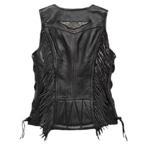 Handmade Calfskin Black Leather Retro Vest - Image 2