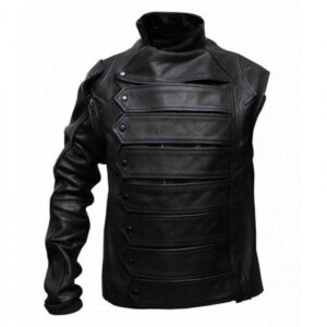 Avengers Infinity War Bucky Barnes Black Leather Jacket - Image 3