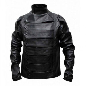 Avengers Infinity War Bucky Barnes Black Leather Jacket - Image 1