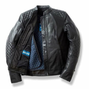 Quilted Diamond Black Leather Motorcycle Riding Jacket - Image 3