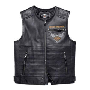 Black Harley Davidson Motorcycle Rider Vest - Image 1