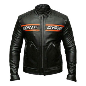 Black Harley Davidson Motorcycle Racing Jacket - Image 1