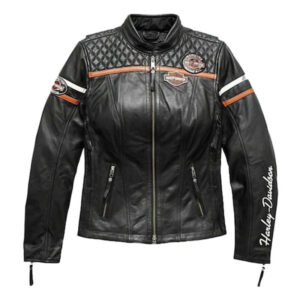 Harley Davidson Triple Vent Black Leather Motorcycle Racing Jacket - Image 1