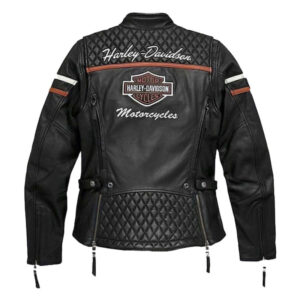 Harley Davidson Triple Vent Black Leather Motorcycle Racing Jacket - Image 2