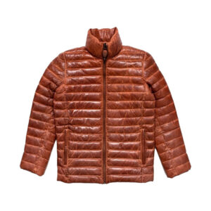 Men Puffer Jackets\High Quality Men’s Genuine Sheepskin Brown Leather Winter Puffer Jacket - Image 1